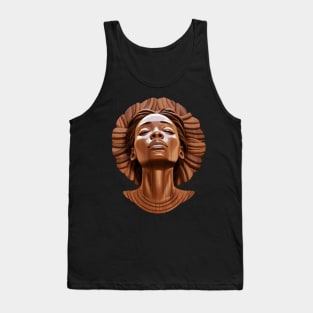 Wooden Carving of a Braided African Woman Tank Top